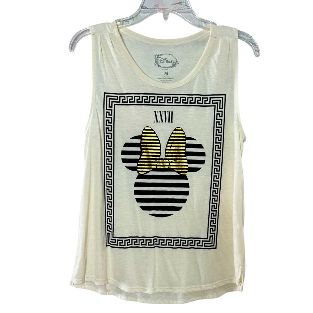 Disney Women's Cream Tank Top with Gold Bow Medium (3-13)